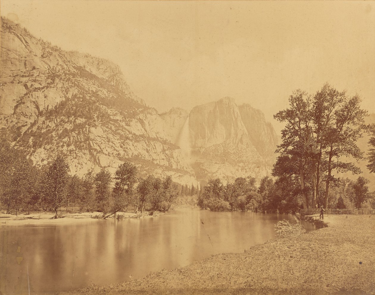A Yosemite vízesése. (Nagy Grizzly Medve.) 2600 láb magas vízesés. alkotó: Eadweard J. Muybridge
