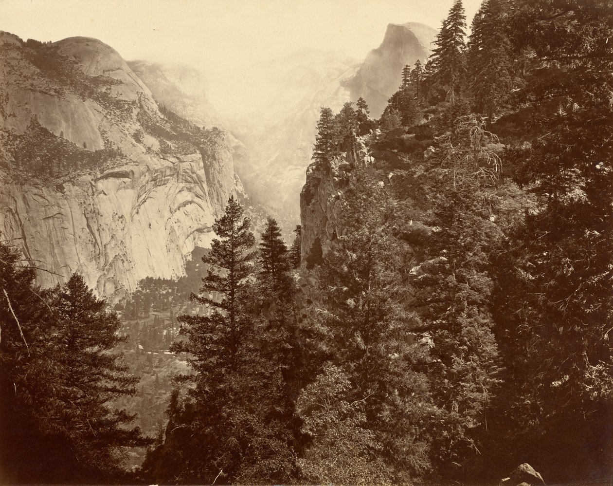 Tenaya-kanyon Union Pointból, a Yosemite-völgy, 1872. alkotó: Eadweard Muybridge