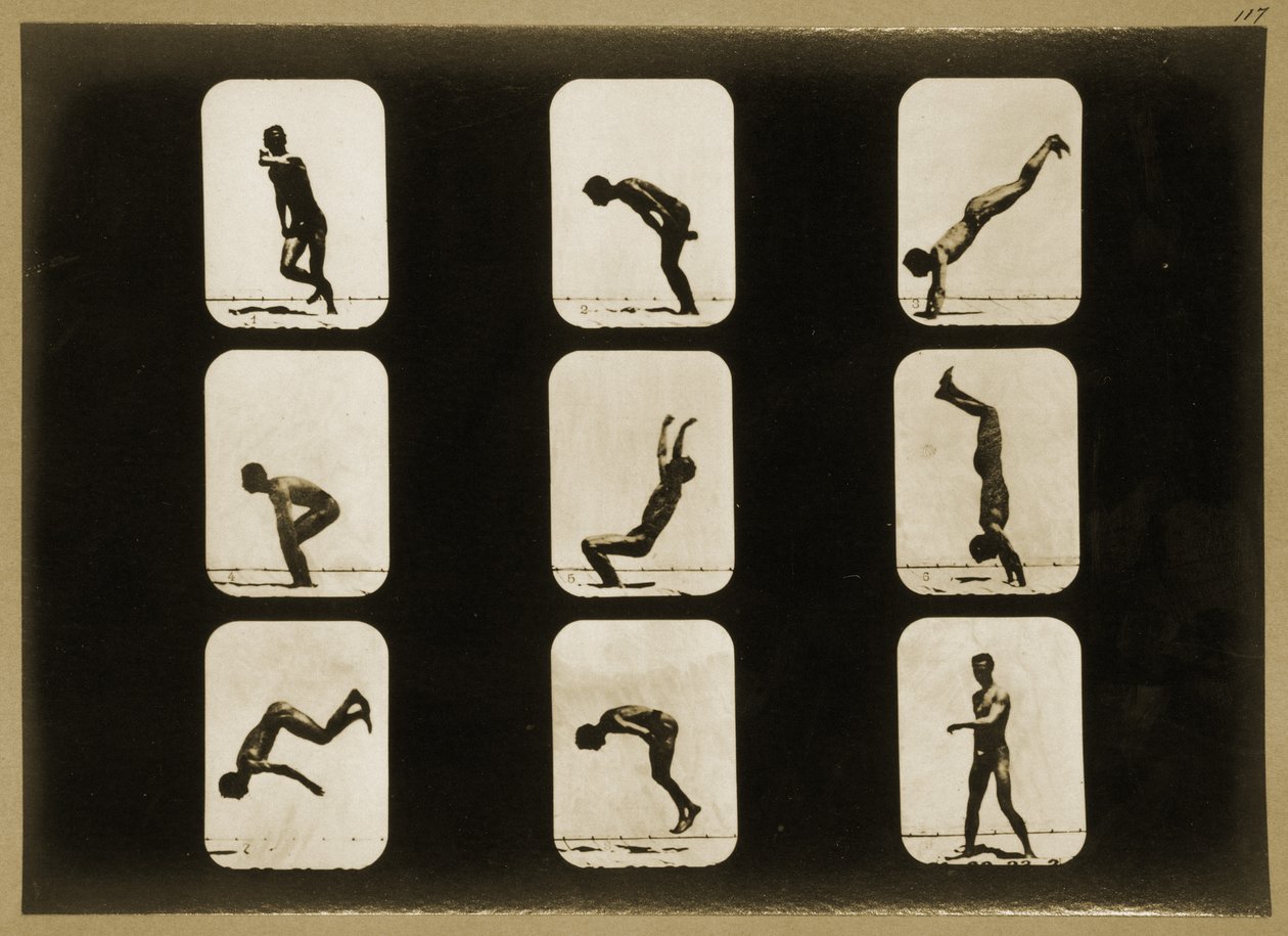 Sportolók, Irregular, az „Animal Locomotion” sorozatból, 1881 körül alkotó: Eadweard Muybridge