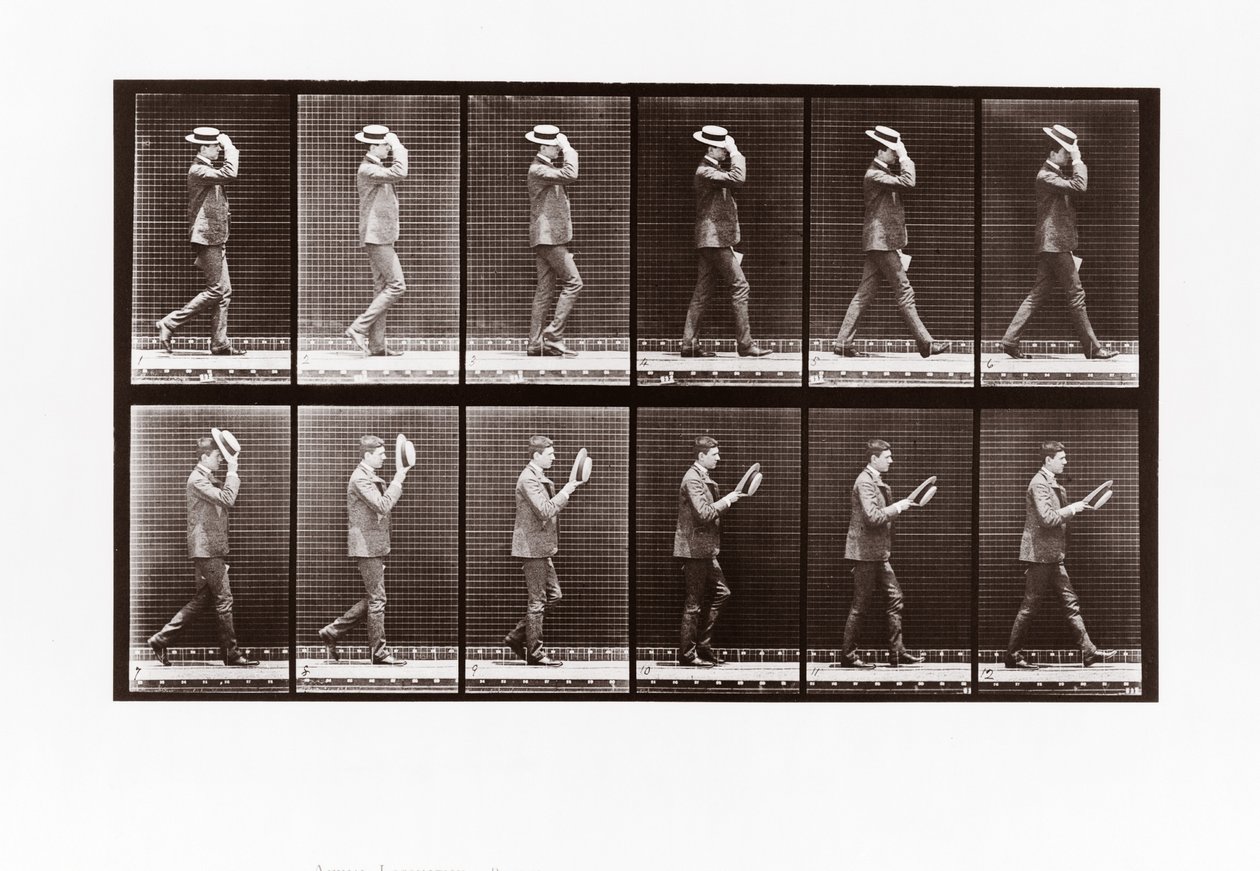 Csónakjáról leszálló férfi, 44-es tábla az Animal Locomotion-tól, 1887 alkotó: Eadweard Muybridge
