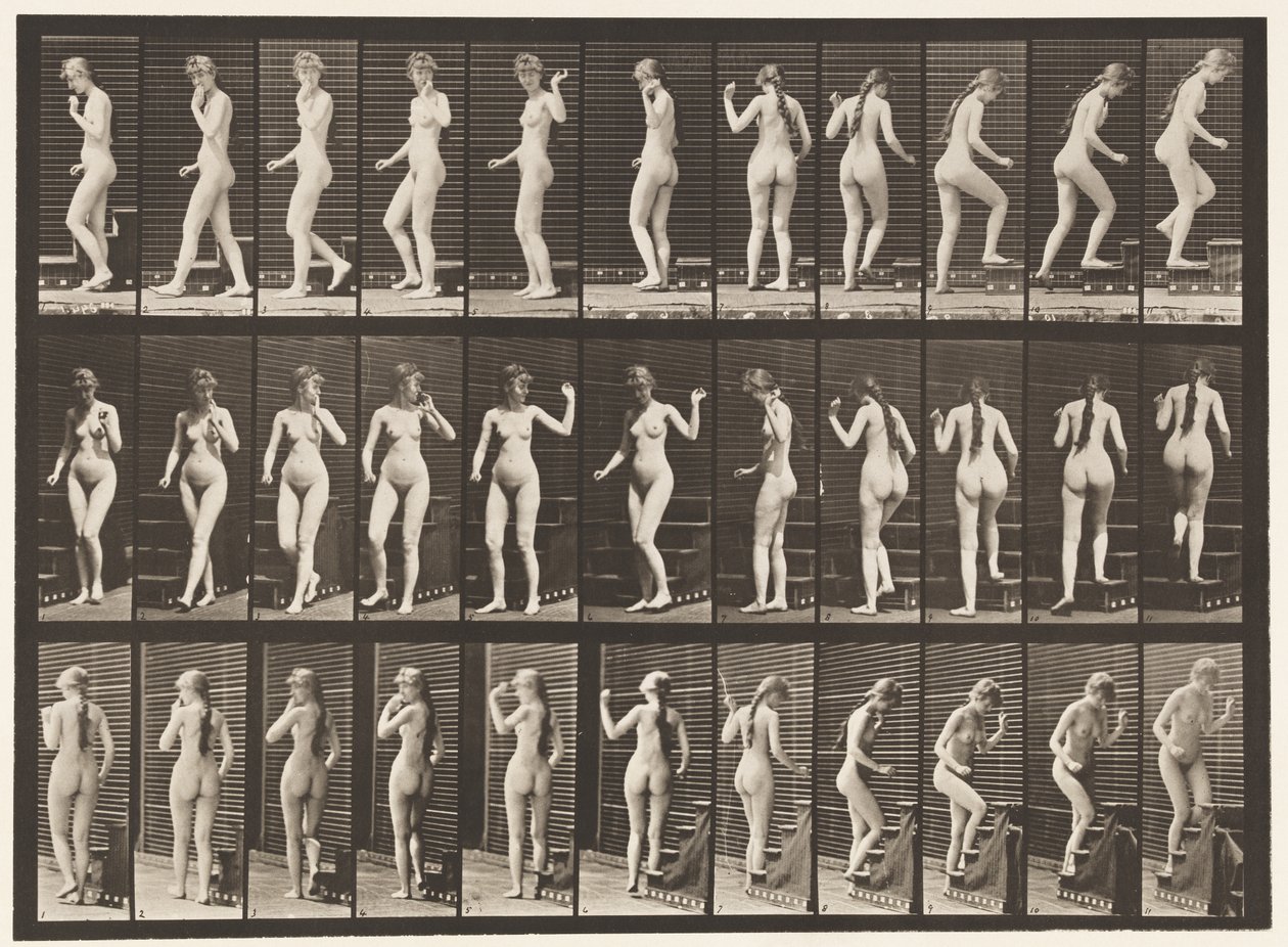 101. tábla. Forduló és felszálló lépcsők, integető kéz, 1872-1885 alkotó: Eadweard Muybridge