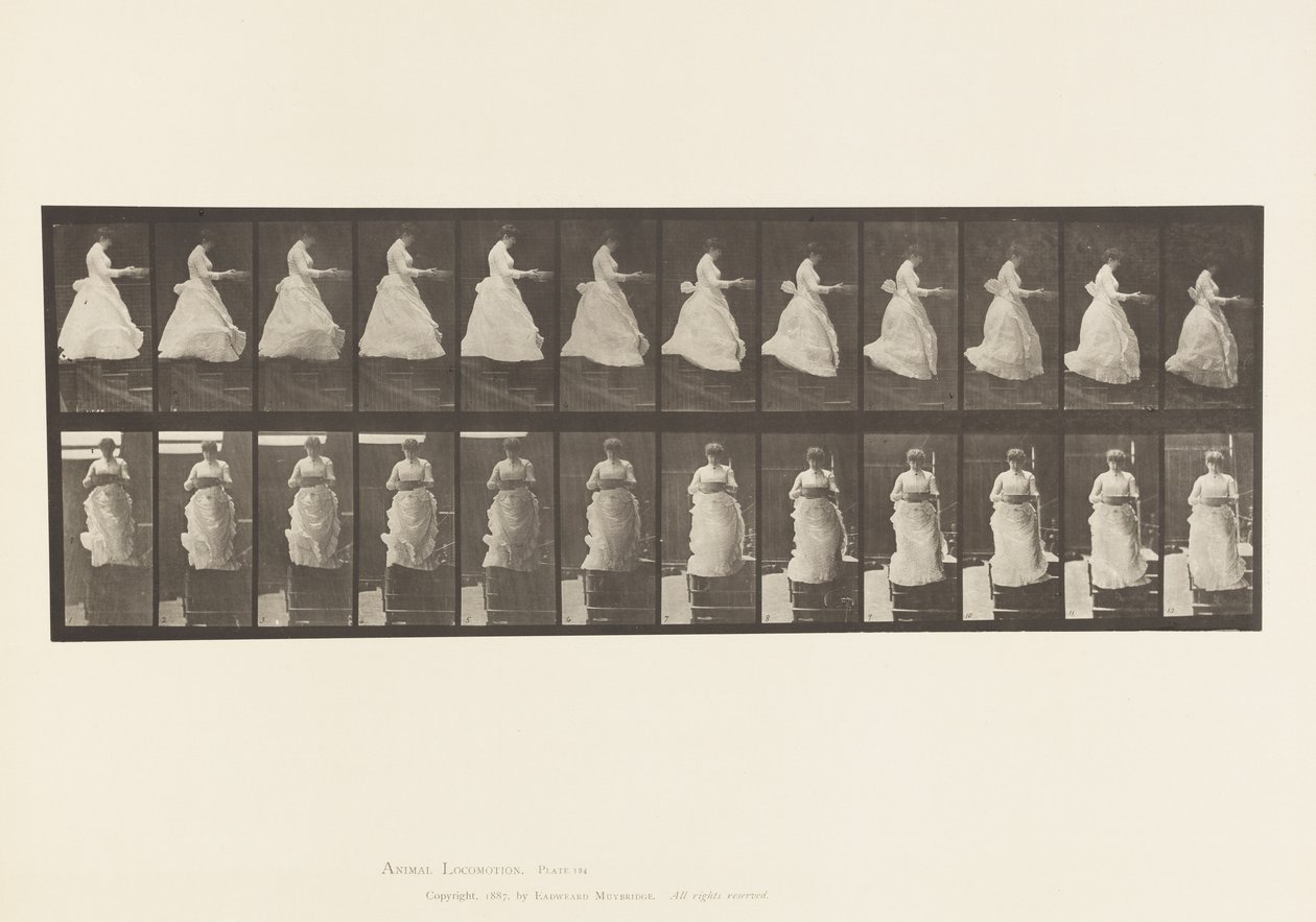 134. tábla. Lefelé tartó lépcső, medencével a kezében alkotó: Eadweard Muybridge