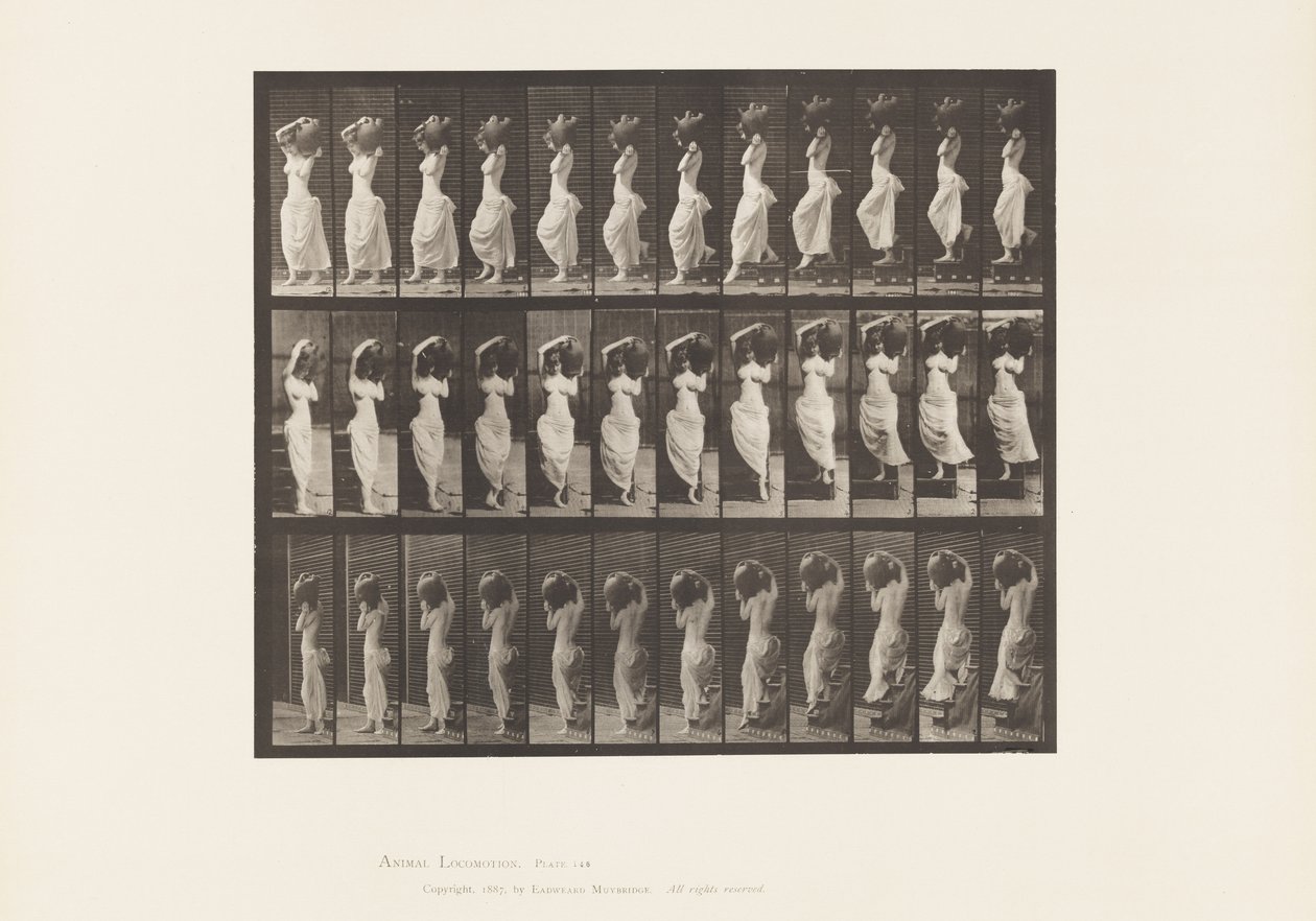 146. tányér. Csökkenő lejtő, forgó víztartály a bal vállon alkotó: Eadweard Muybridge