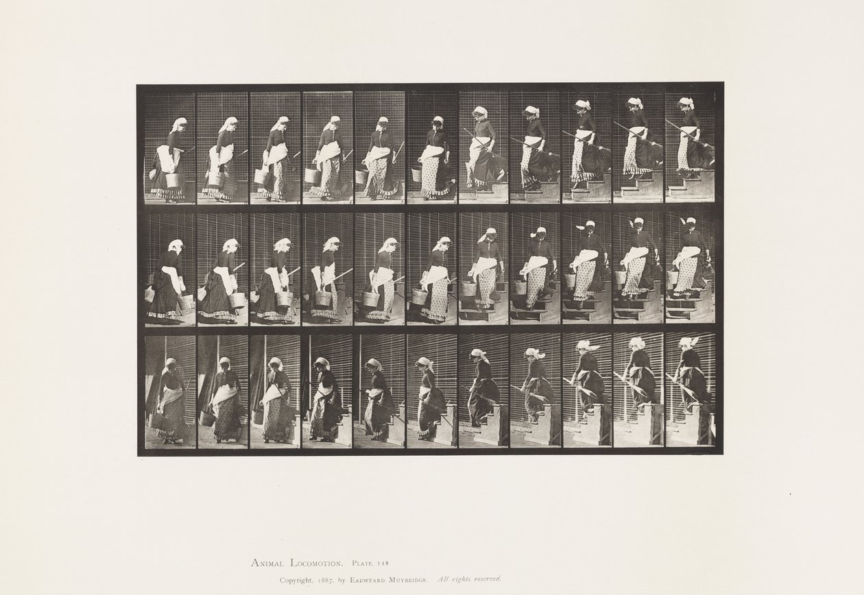 148. tábla. Lefelé tartó lépcsők, forgó vízhordó vödör alkotó: Eadweard Muybridge