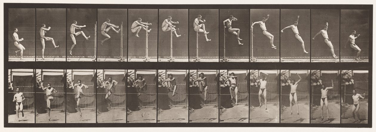 Tányér 152. Ugrás; Futás egyenes magasugrás (cipő) alkotó: Eadweard Muybridge