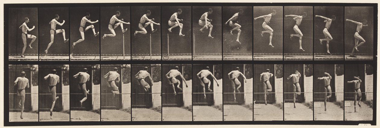 Tányér 153. Ugrás; Futás egyenes magasugrás (cipő) alkotó: Eadweard Muybridge