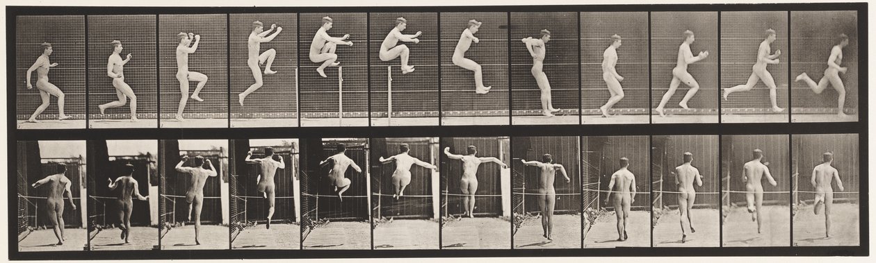 Tányér 154. Ugrás; Egyenes futás, magasugrás alkotó: Eadweard Muybridge