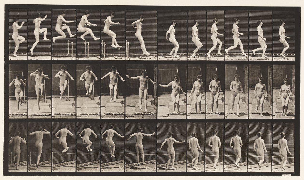 155. tábla. Ugrás, futás, egyenes magasugrás alkotó: Eadweard Muybridge
