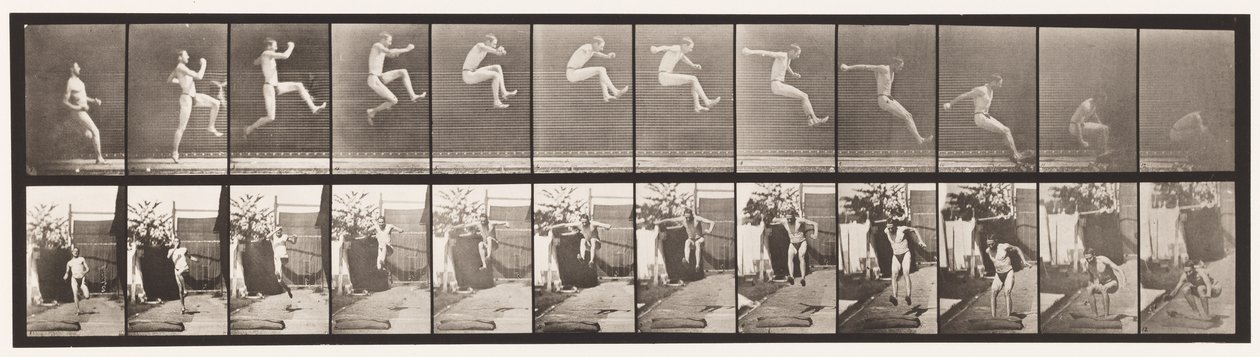 Tányér 159. Ugrás; Futás szélesugrás (cipő) alkotó: Eadweard Muybridge