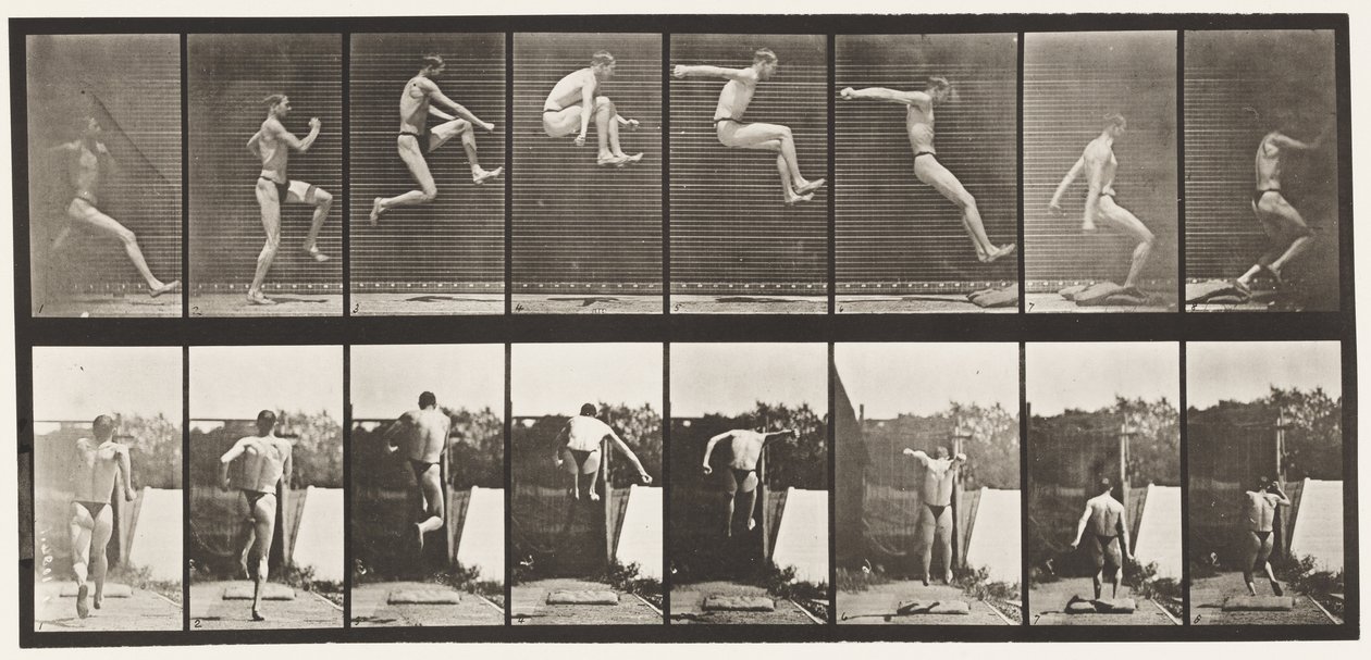 Tányér 160. Ugrás; Futás szélesugrás (cipő) alkotó: Eadweard Muybridge