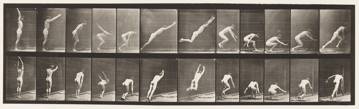Tányér 162. Ugrás; Álló szélesugrás alkotó: Eadweard Muybridge