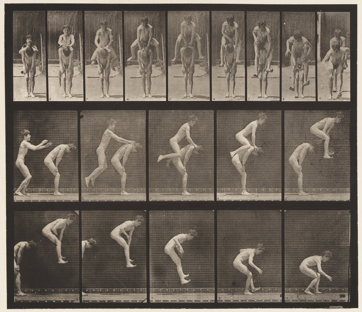 tányér 167. Ugrás; A fiú háta fölött (Ugrásbéka) alkotó: Eadweard Muybridge