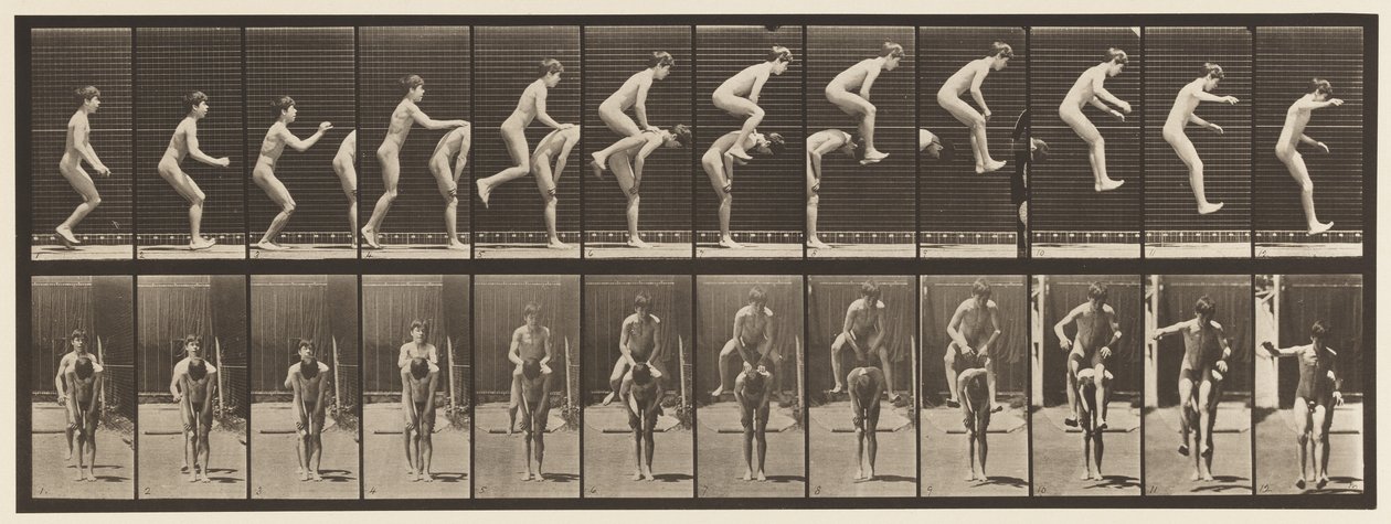 tányér 168. Ugrás; A fiú háta fölött (Ugrásbéka) alkotó: Eadweard Muybridge
