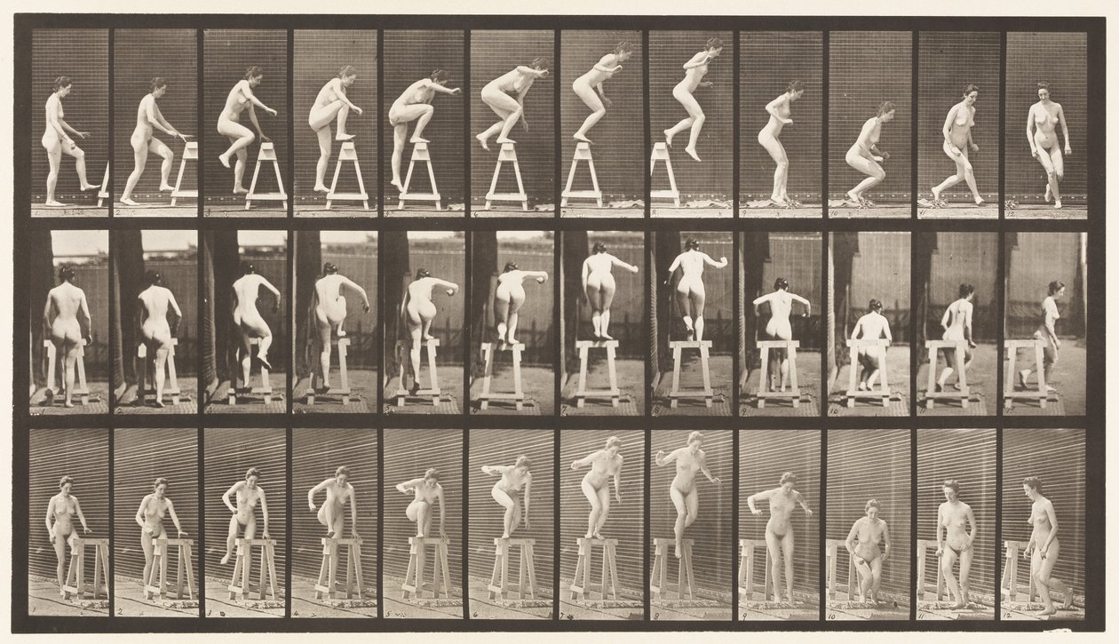 171. tábla. Stadionra lépés; Leugrás, fordulás alkotó: Eadweard Muybridge