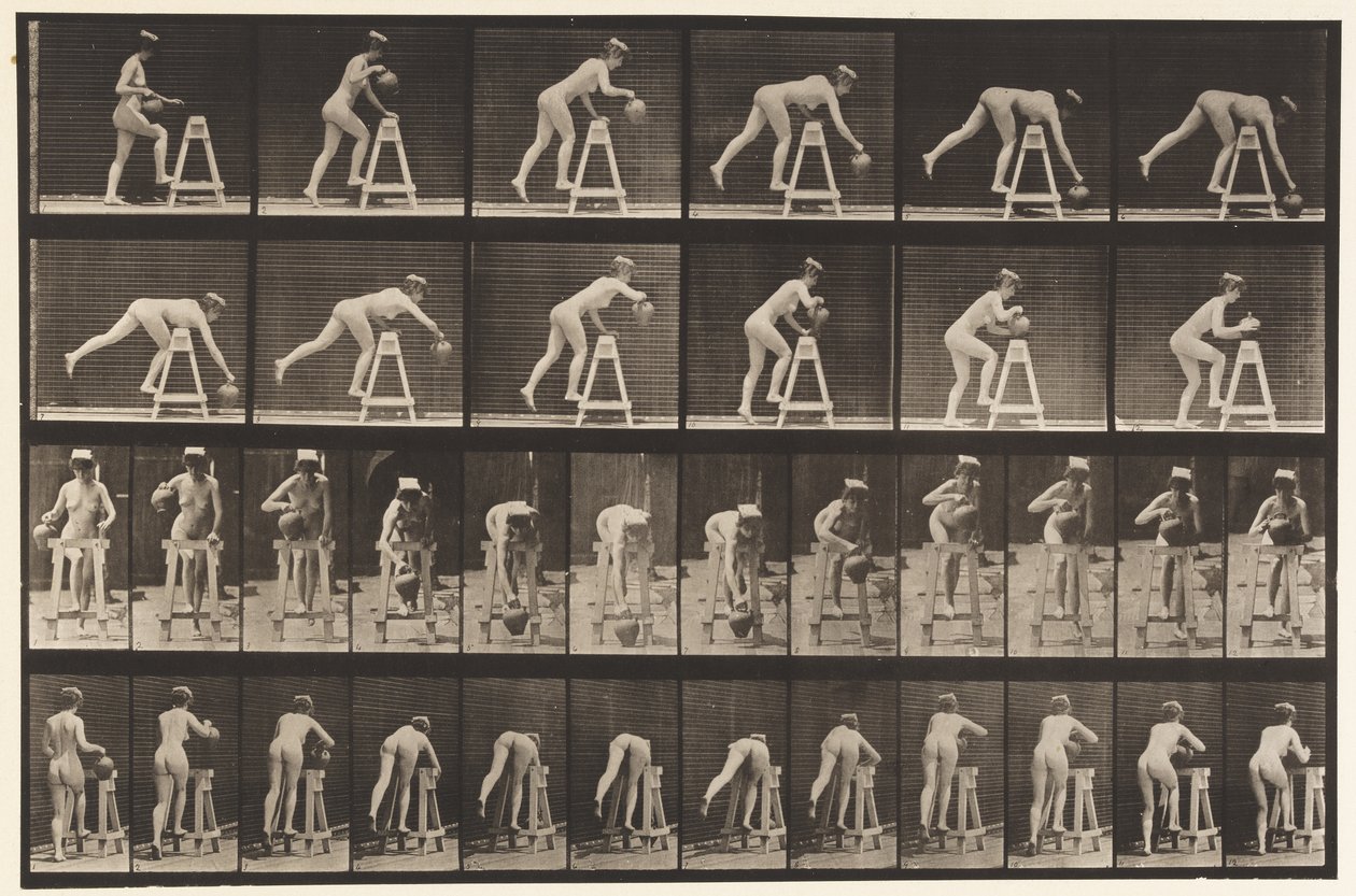 203. tányér. Lehajlás egy ernyőre vízkorsóval alkotó: Eadweard Muybridge