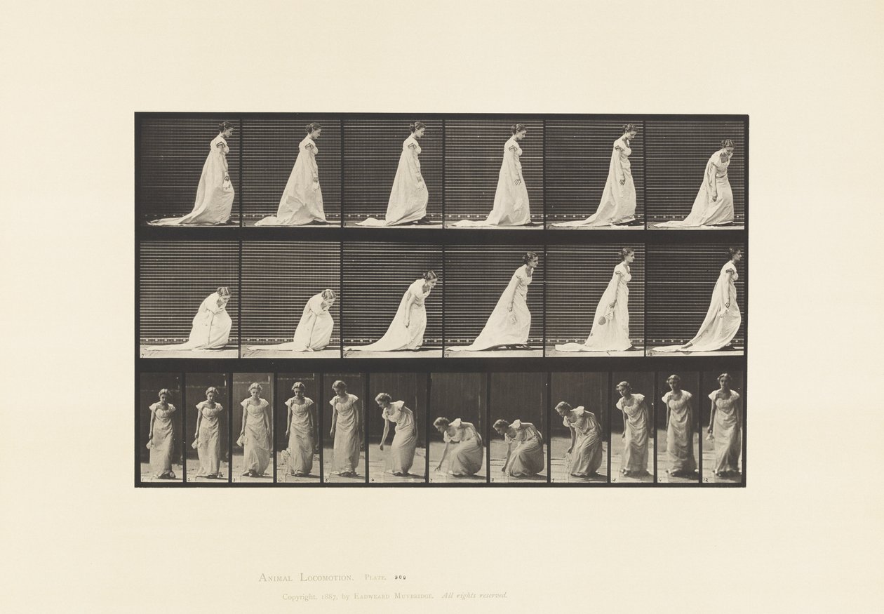 209. tábla. Lehajlás és egy kézkendő felemelése, 1885 alkotó: Eadweard Muybridge