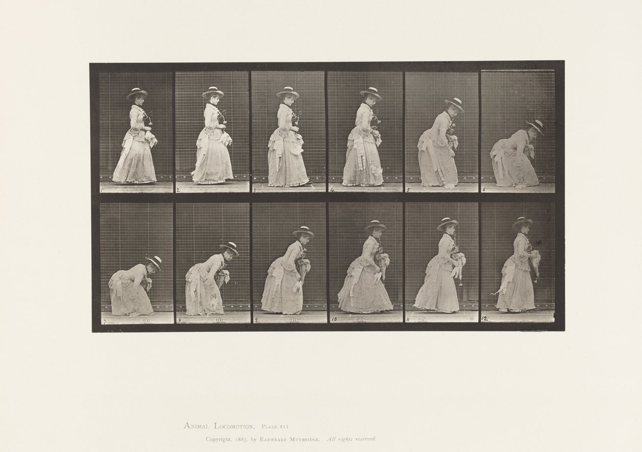 211. tábla. Lehajló és felemelő kendő; Bal kézben lévő napernyő, 1885 alkotó: Eadweard Muybridge
