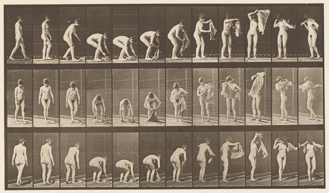 227. tábla. Felemelő ruha a földről,, 1872-1885 alkotó: Eadweard Muybridge