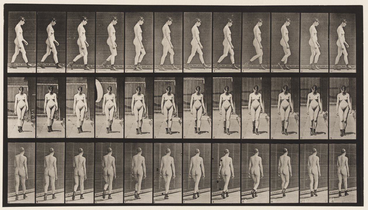 22. tábla. Séta, magas sarkú csizmával, 1872-1885 alkotó: Eadweard Muybridge
