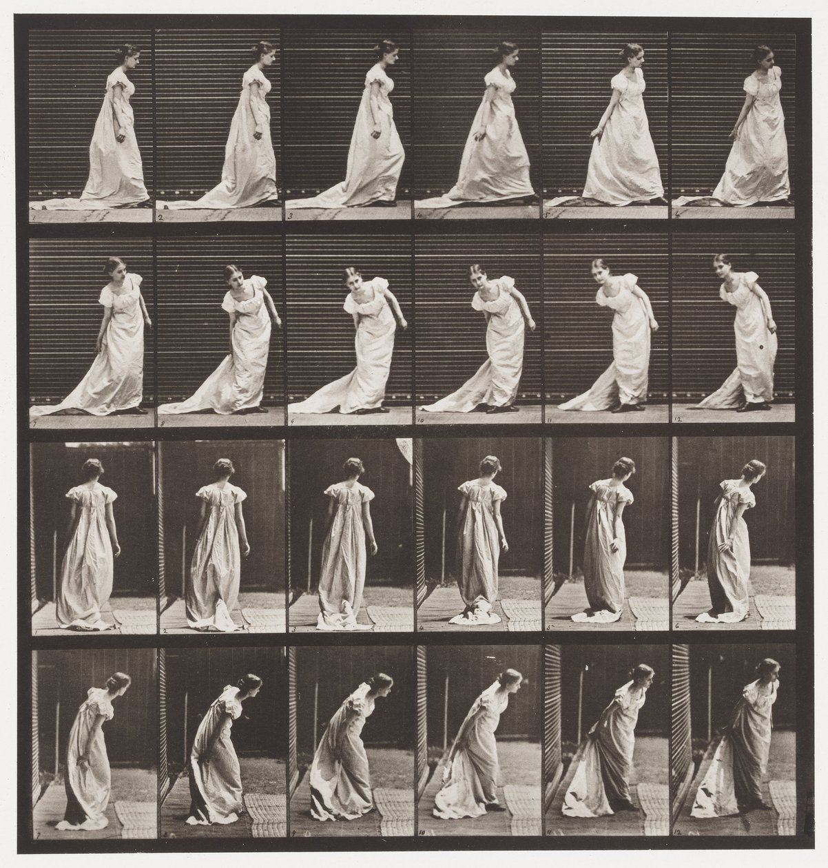 231. tábla. Lehajlás a vonat és a kanyarodás rendezéséhez alkotó: Eadweard Muybridge