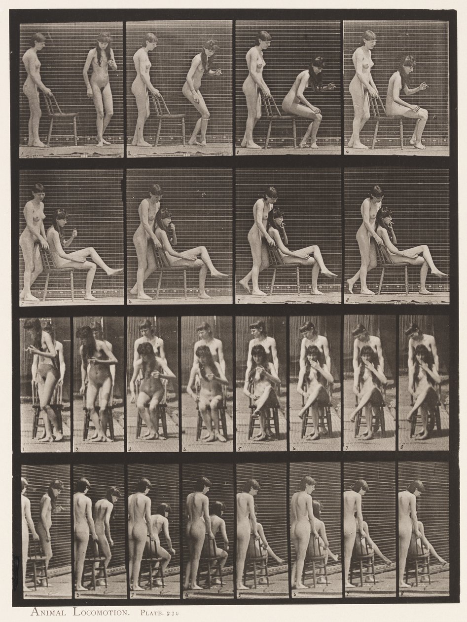 239-es tábla. Két modell: az egyik álló, a másik ülve, keresztezve a lábakat alkotó: Eadweard Muybridge