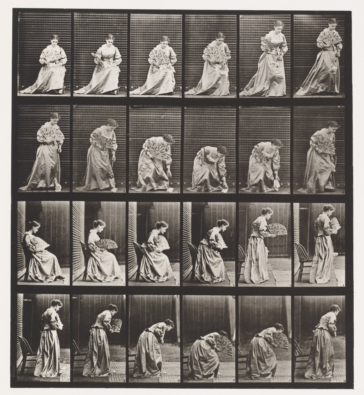 250. tábla. Székből felemelkedik, lehajló és felemelő kézkendő alkotó: Eadweard Muybridge
