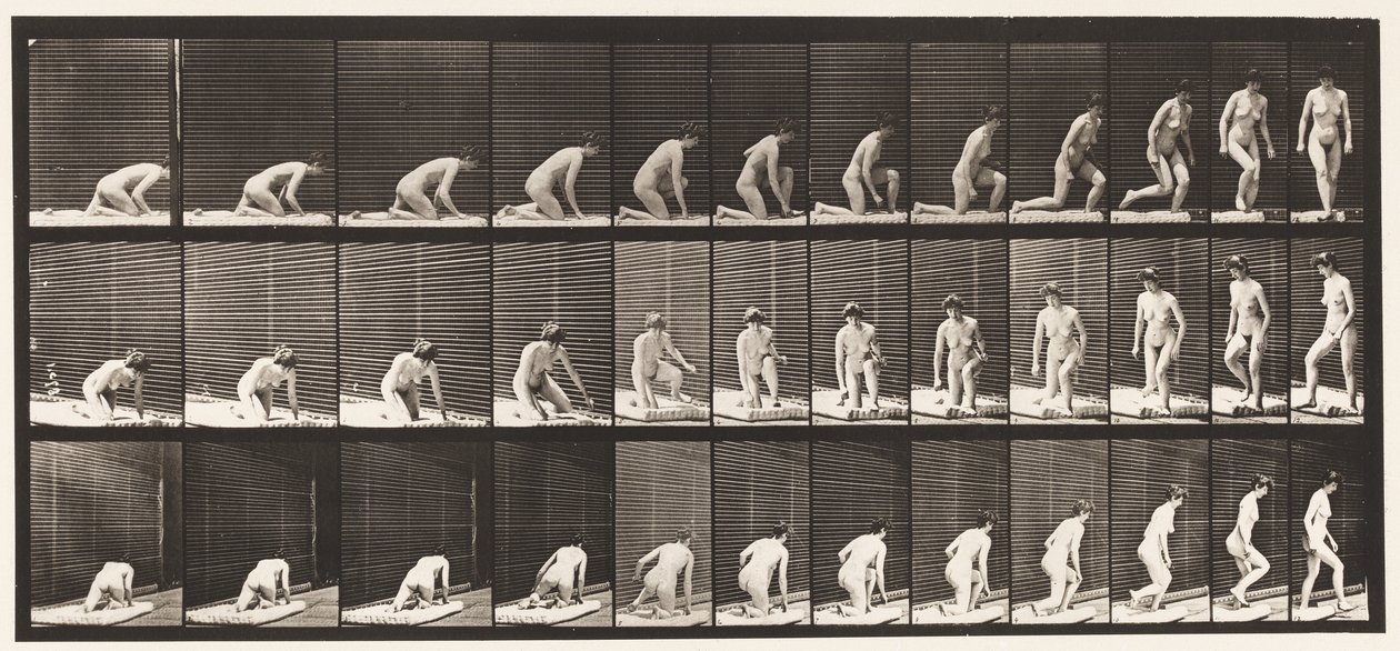 255. tábla. Térdelésből és forgásból eredő alkotó: Eadweard Muybridge