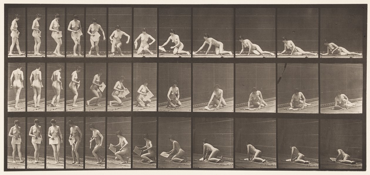256. tábla. Földön fekvés és olvasás, 1872-1885 alkotó: Eadweard Muybridge
