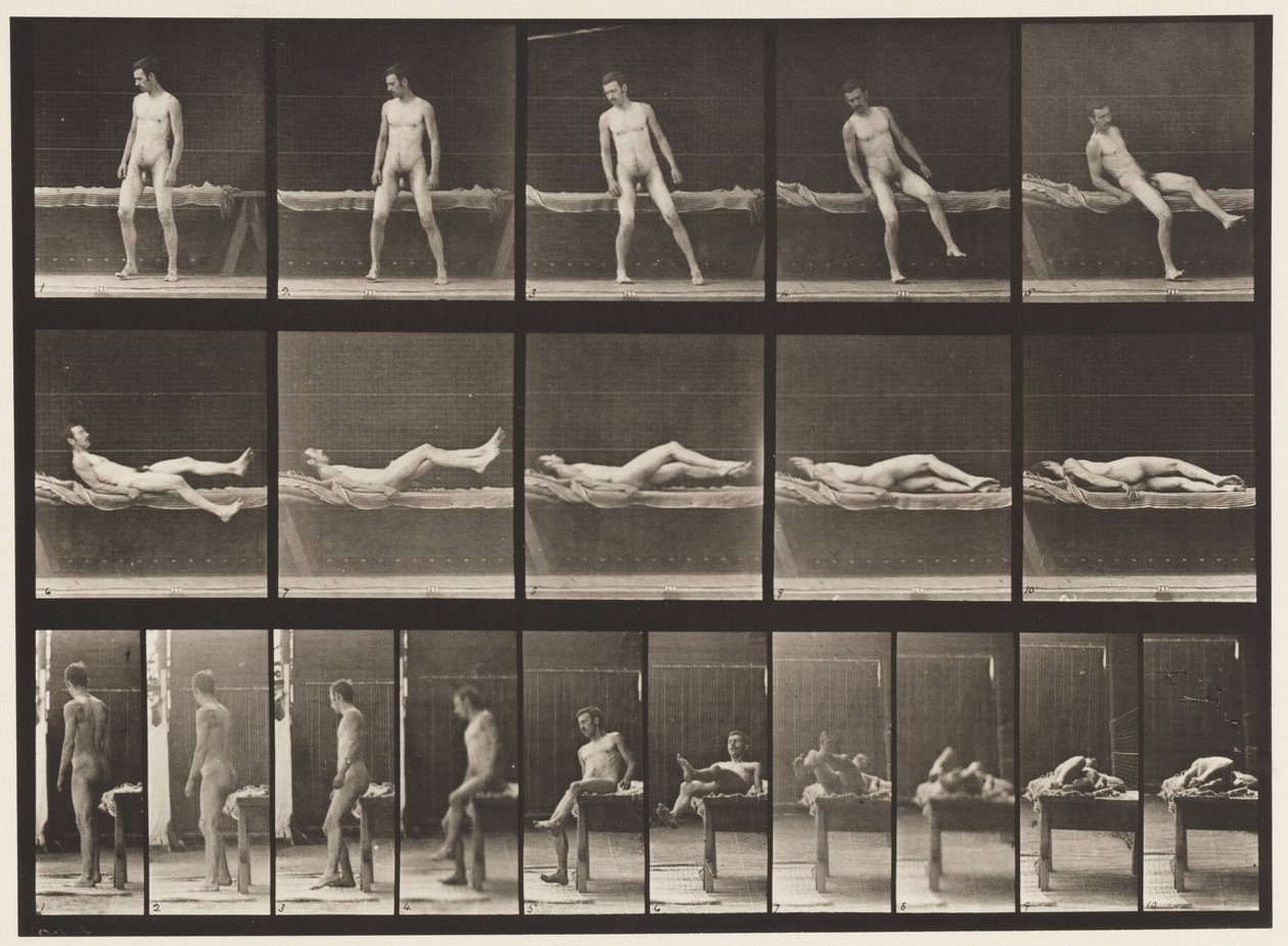 259. tábla. Heverés a kanapén és oldalra fordulás, 1885 alkotó: Eadweard Muybridge