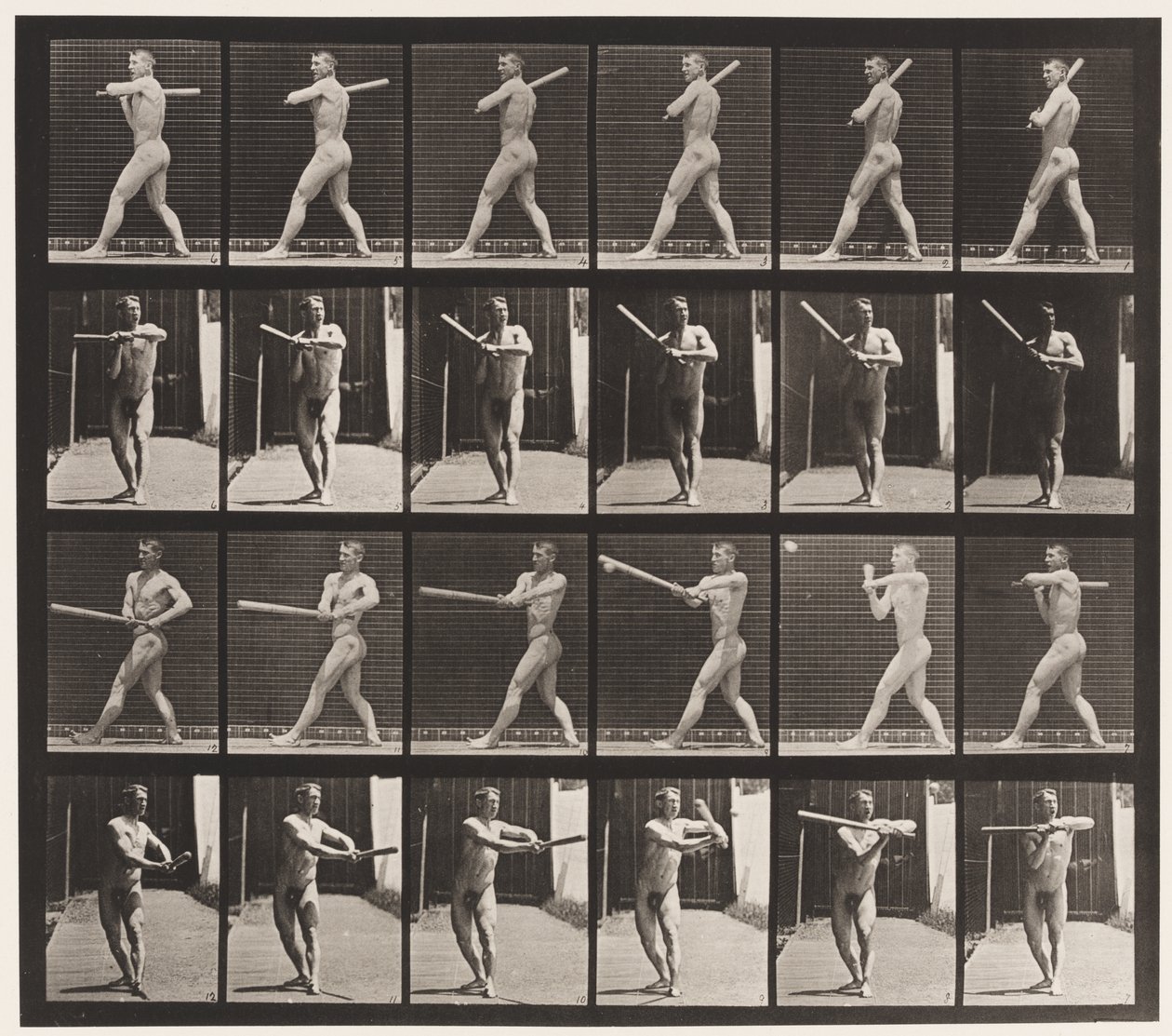 274. tányér. Base-ball; Ütőkezelés alkotó: Eadweard Muybridge