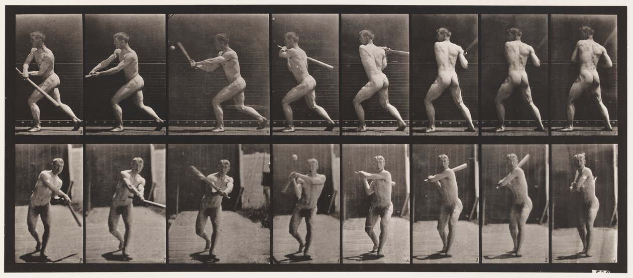 278. tányér. Base-ball; Ütőkezelés alkotó: Eadweard Muybridge