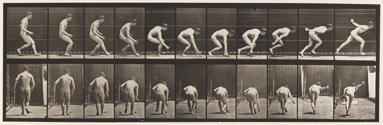 287. tányér. Baseball; Futás és labda felvétele alkotó: Eadweard Muybridge