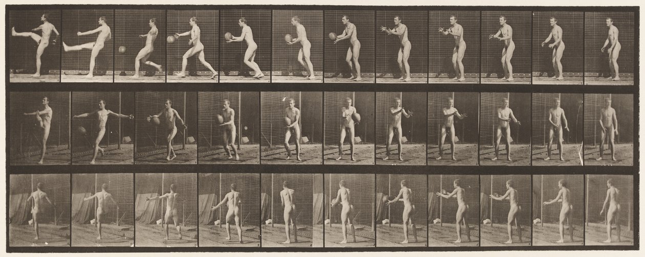 301. tányér.Foot-ball; Punt, 1885 alkotó: Eadweard Muybridge