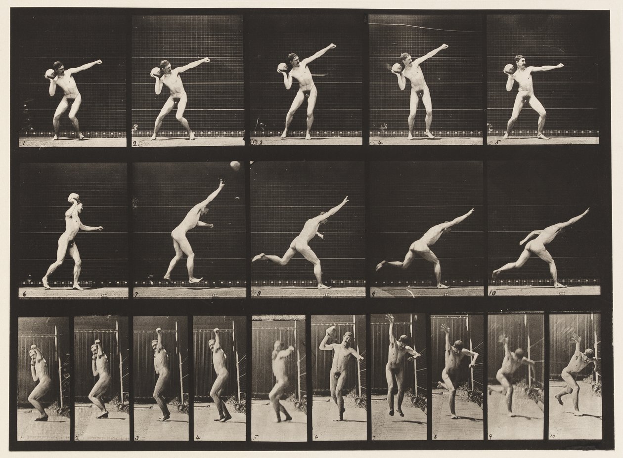314. tányér. 20 font súlyú szikla felemelése alkotó: Eadweard Muybridge