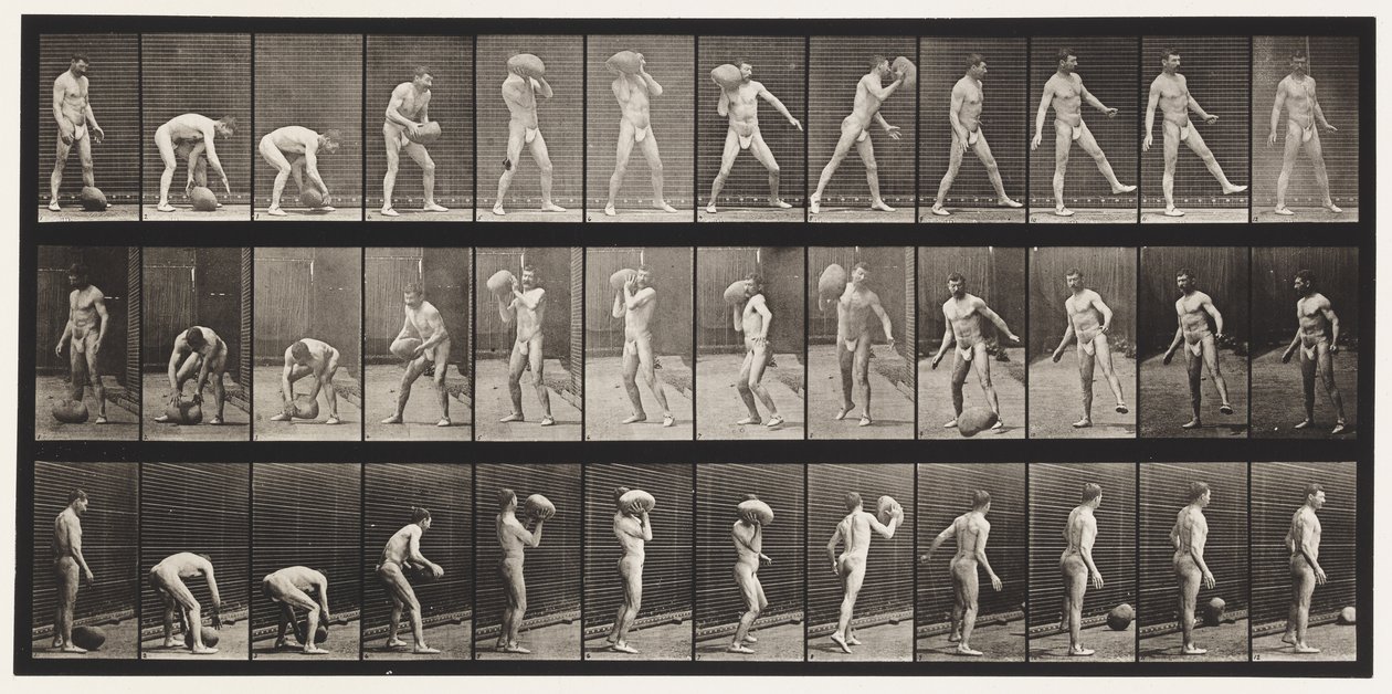 317. tányér. 70 font súlyú szikla felemelése alkotó: Eadweard Muybridge