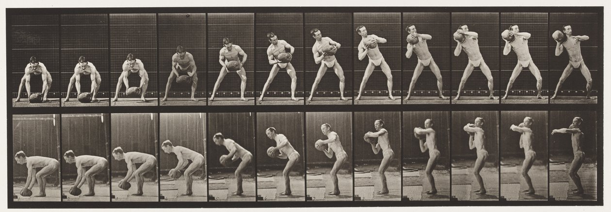 318. tábla. Egy 75 font súlyú szikla felemelése, 1872-1885 alkotó: Eadweard Muybridge