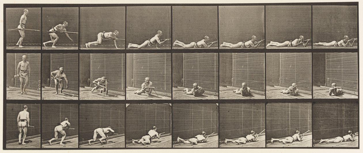357. tábla. Hanyatt fekve és tüzelve alkotó: Eadweard Muybridge