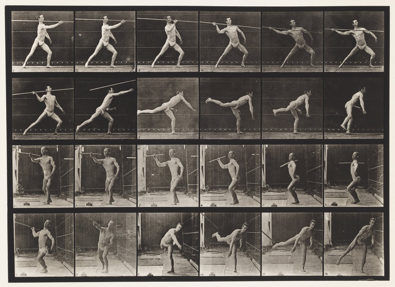 361. tábla Lándzsadobás, 1872-1885 alkotó: Eadweard Muybridge