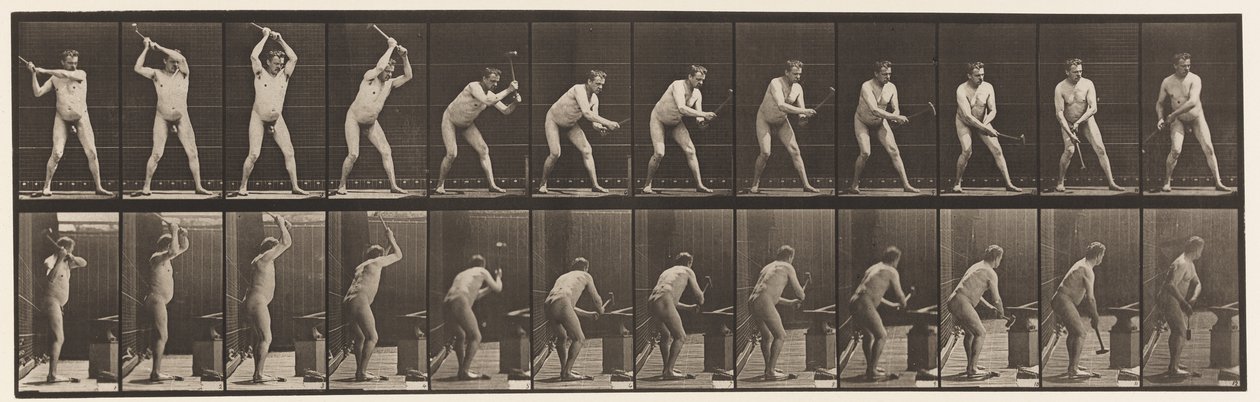 376. tábla. Kovács, Kalapácsolás üllőn, Két kéz, 1872-1885 alkotó: Eadweard Muybridge