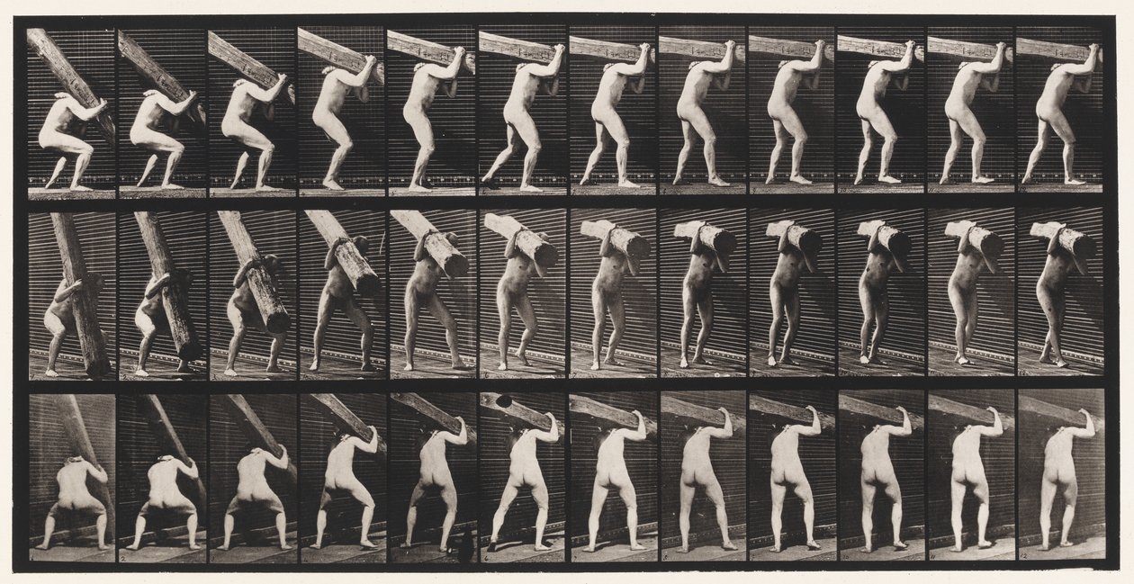383. tábla. Rönk felemelése a vállon alkotó: Eadweard Muybridge