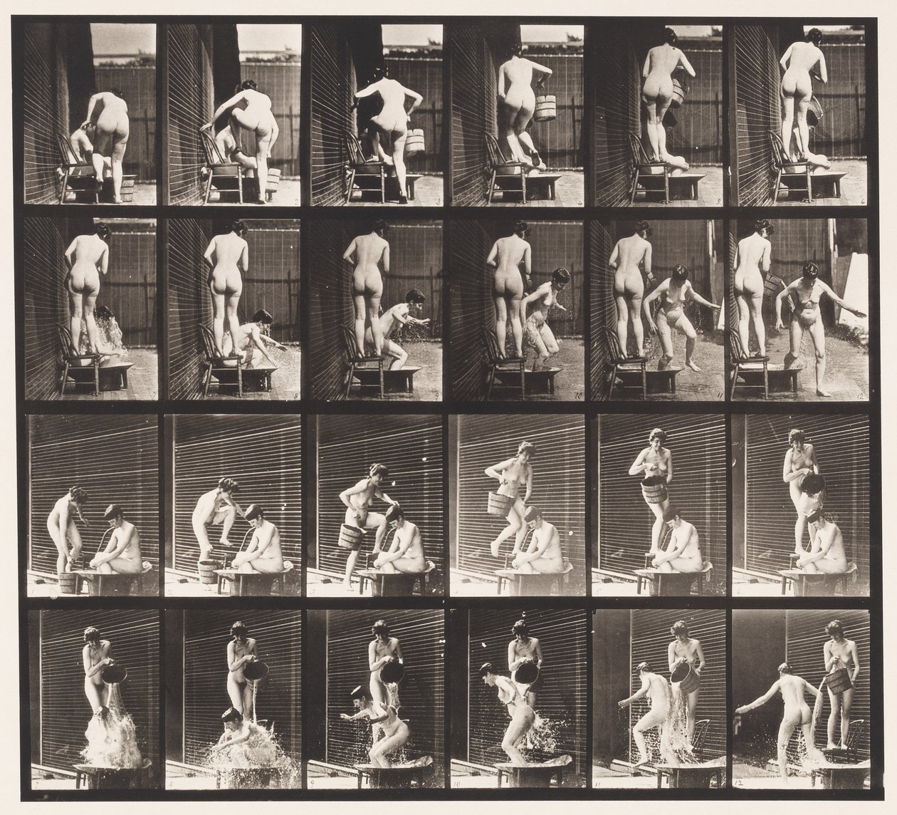 407-es tányér. Két modell, 8 vödör víz 1 fölé alkotó: Eadweard Muybridge