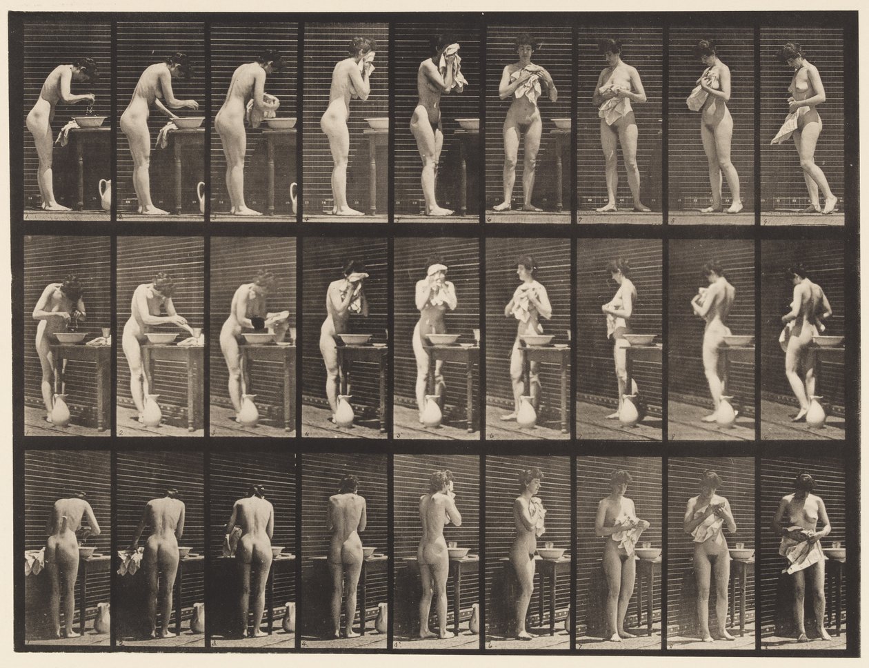 412-es tányér. Mosás, arctörlés és esztergálás alkotó: Eadweard Muybridge