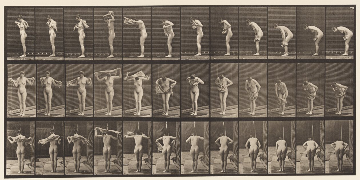 Tányér 414. Törölközővel a testet alkotó: Eadweard Muybridge