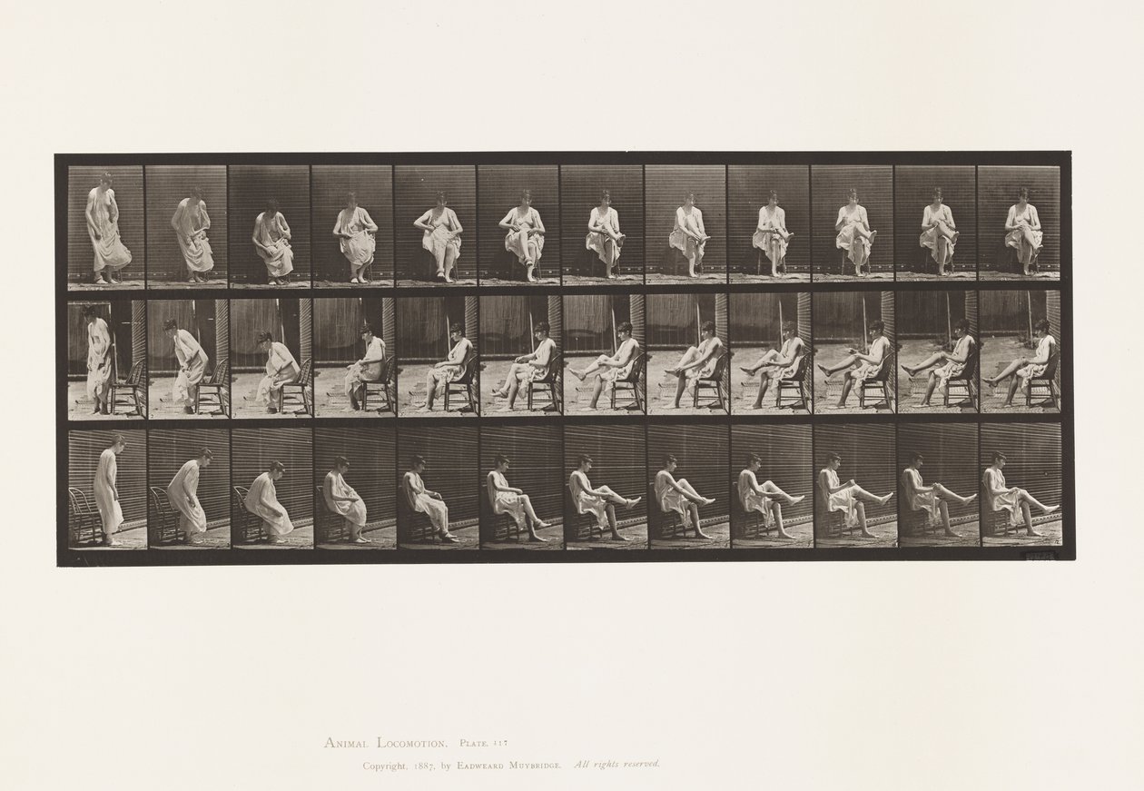 Tányér 417. WC; Ülés és harisnya felhúzása alkotó: Eadweard Muybridge