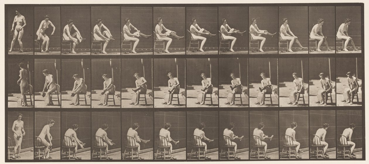 418. tábla. WC, ülés és harisnyafelhúzás, 1872-1885 alkotó: Eadweard Muybridge