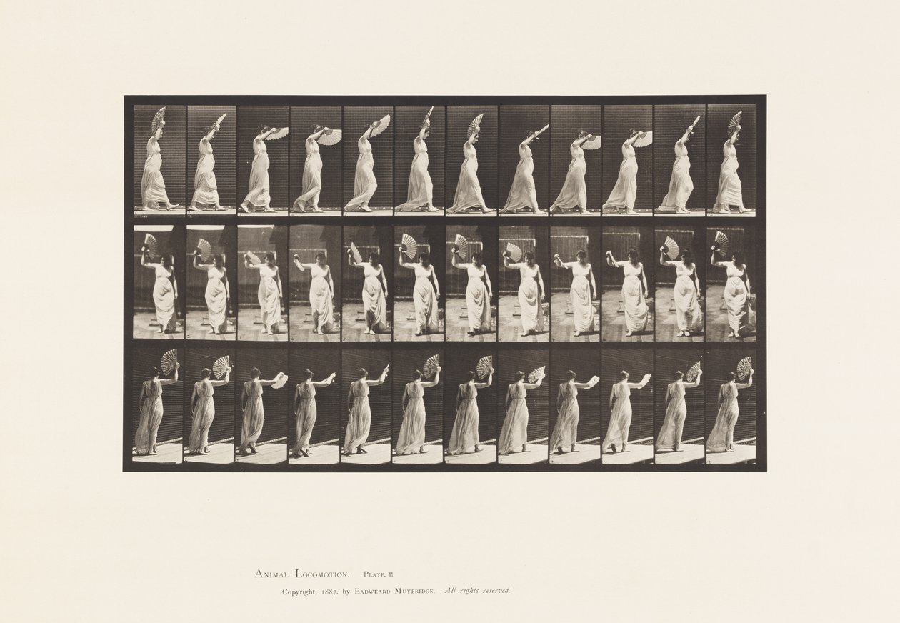 41. tányér. Séta, flörtöl egy rajongó alkotó: Eadweard Muybridge