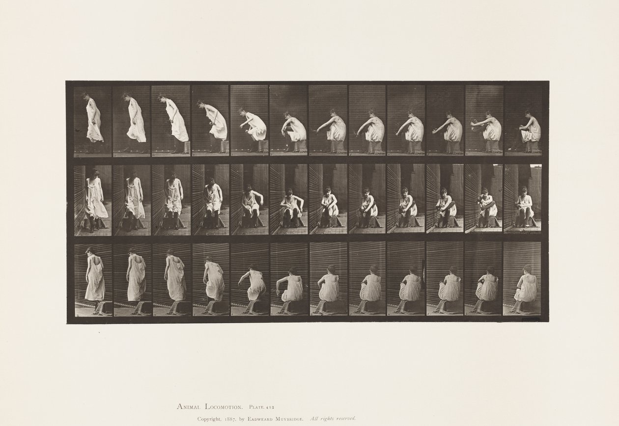 Tányér 423. WC; Csizma felvétele és felemelkedés a székből alkotó: Eadweard Muybridge