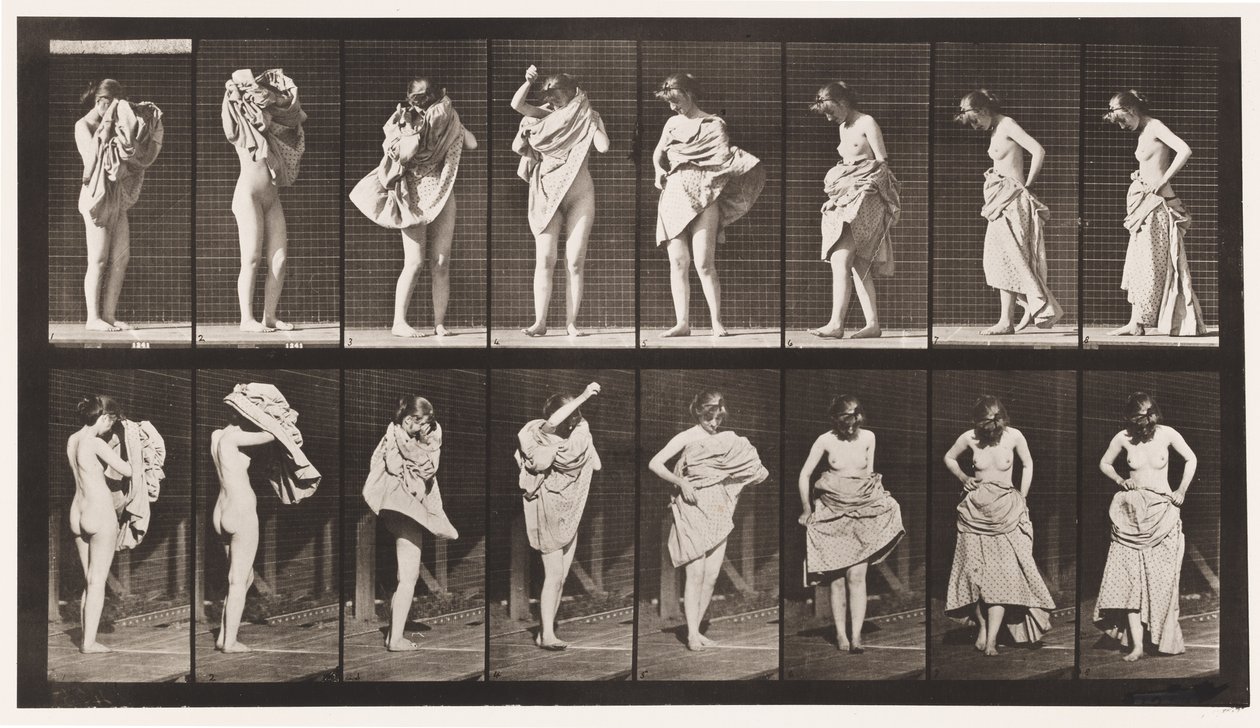 425. tányér. WC, öltözködés és megfordulás, 1872-1885 alkotó: Eadweard Muybridge