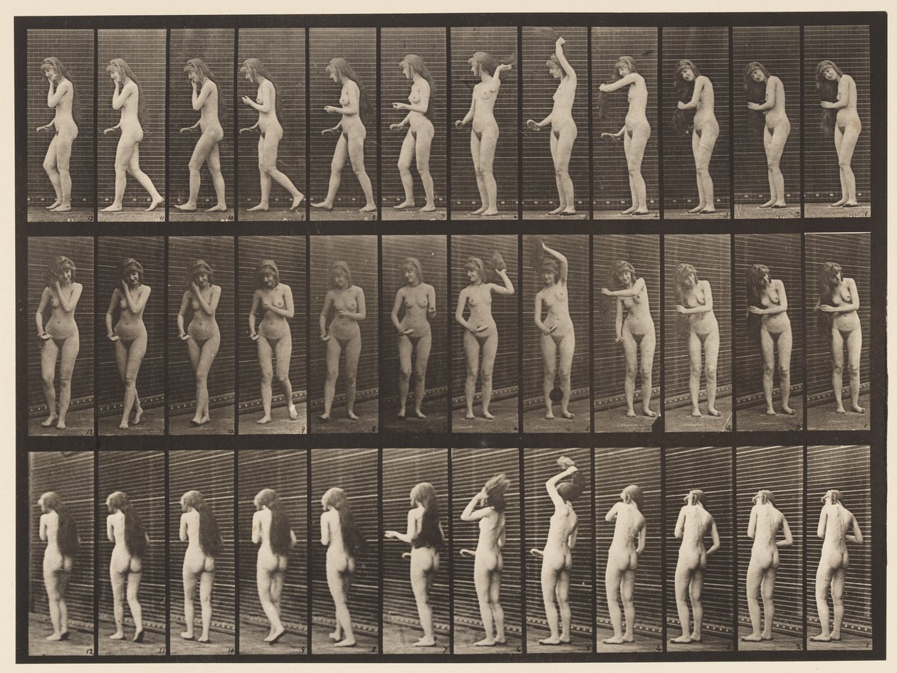 Tányér 426. WC; Hajmosás és séta, 1872-1885 alkotó: Eadweard Muybridge