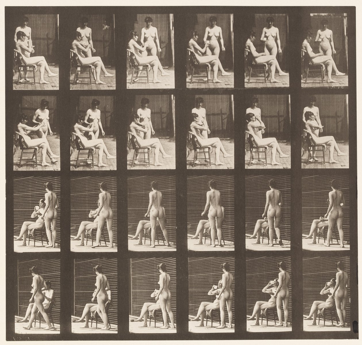 451-es tányér. Két modell, 8 csésze tea, 1 csésze és italok, 1872-1885 alkotó: Eadweard Muybridge